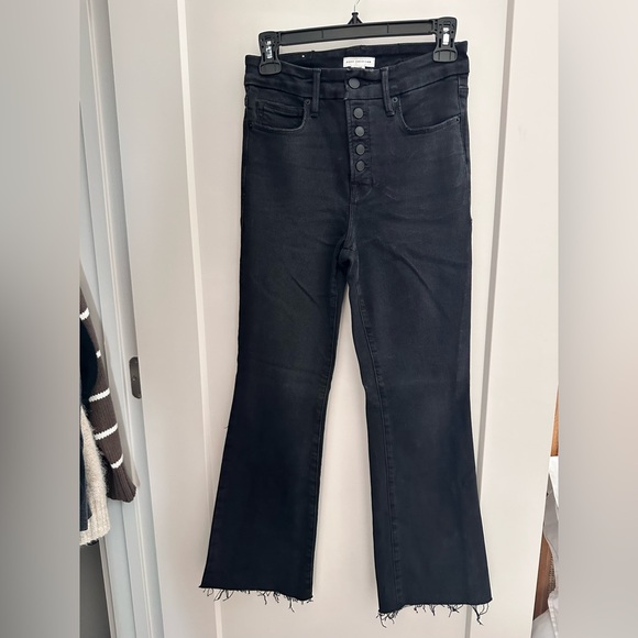 Good American Good Legs Button Fly Crop Mini Bootcut Jeans (2/26) - Picture 2 of 7